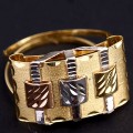 Ring Worked With Three Colors Yellow Gold, White Gold and Red Gold