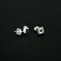 925 Silver Earring with Stone Male Square