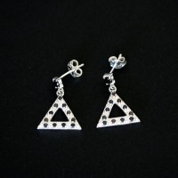 925 Silver Earrings with Stones Triangle