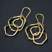 Earring of Yellow Gold with 3 Rings Woven