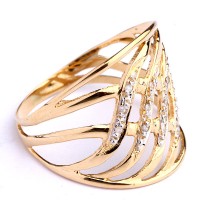 Ring Worked in Yellow Gold, White Gold with 12 Diamond of Half Point Each