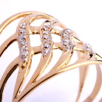 Ring Worked in Yellow Gold, White Gold with 12 Diamond of Half Point Each