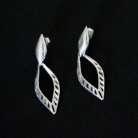 Silver Earring 925 Clean Line Knockout