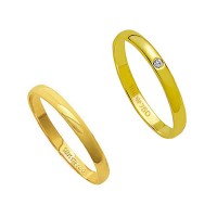 Alliance Gold 18k 750 Width 2.50mm Height 1.00mm / Alliance 18k Gold 750 with 1 Brilliant 1.00 Points Width 2.50mm Height 1.00mm