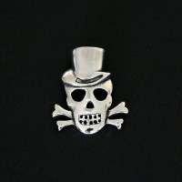 925 Colgante de plata envejecido Skull Cartola