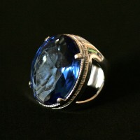 Silver Ring 925 with Blue Stone Crystal