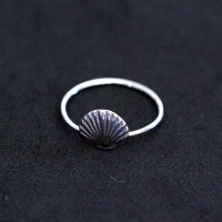 925 Silver Ring Phalanx Aged Seashell