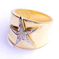 Anel de Ouro Amarelo com 6 Diamante de 1 Ponto