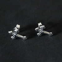 925 Silver Earring Aged Cross