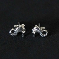 Earring 925 Silver Aged Marine Horse