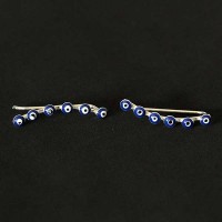 Brinco de Prata 925 Mini Olho Grego Azul