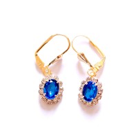 Gold Plated Semi Jewel Earring with Zirconia Stone