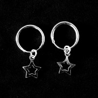 925 Silver Earring Big Hollow Star Ring