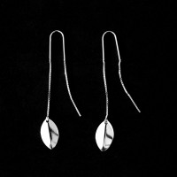925 Silver Earring Flat Leaf Hook