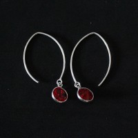 925 Silver Earring with Red Zirconia Stone