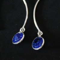 925 Silver Earring with Blue Zirconia Stone