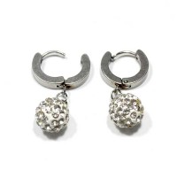 Stainless Steel Earring Click with Zirconia Ball