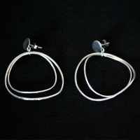 Silver Earring 925 2 Rings Twisted