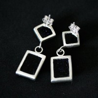925 Silver Earring with Moon Natural Stone