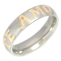 Anillo de acero inoxidable con apliques Te Amo en Oro