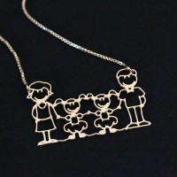 Choker Semi Jewelry Gold Plated Family Mother, Father, and Two Daughters 45cm
