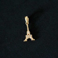 Semi joyera colgante plateado oro de la Torre Eiffel con piedras Zirconia