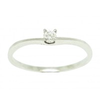 Solitaire Ring in 18k White Gold 0750 with 6 claws and 10 points Brilliant