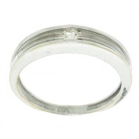 Solitaire Ring with 18k White Gold 0750 High Sides Center 1 Brilliant 8 Points