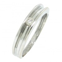 Solitaire Ring with 18k White Gold 0750 High Sides Center 1 Brilliant 8 Points