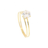 18k Yellow Gold Solitaire Ring 0750 2 Chalice Rings with Zirconia Stone