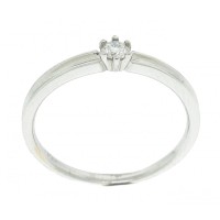 Solitaire Ring in 18k White Gold 0750 with 6 claws and 10 points Brilliant