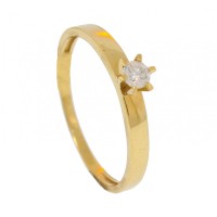 Anel Solitrio com Ouro Amarelo 18k 0750 com 6 garras e Brilhante de 10 pontos