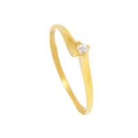 Anillo Solitario en Oro Amarillo 18k 0750 con 4 garras y 3 puntas Brillante