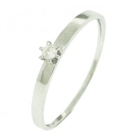 Solitaire Ring in 18k White Gold 0750 with 6 claws and 05 points Brilliant