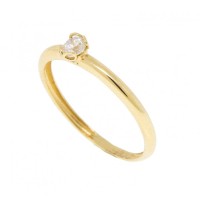 Anel Solitrio com Ouro Amarelo 18k 0750 com 6 garras e Brilhante de 15 pontos