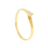 18k Yellow Gold Solitaire Ring 0750 with Zirconia Stone