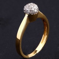 Ring Solitary with Yellow Gold and White Gold with 22 Diamonds of Half Point Each