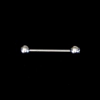 Piercing Lengua Barbell Esfera de Acero Quirrgico 316L con 1 Piedra de Circonita 1.6mm x 19mm