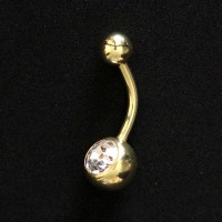 Piercing Banana Ombligo Grande 1 Piedra Cristal Varios Colores Chapado En Oro 18k 1.6mm x 10mm