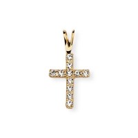 Semi Jeweled Gold Plated Cross Pendant