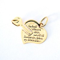 Semi Jeweled Gold Plated Heart Pendant with Key