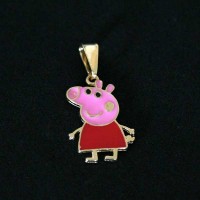 Colgante semi joya chapado en oro Piggy