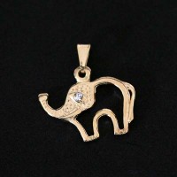 Semi pendant jewelry Gold Plated Elephant with Zirconia Stone
