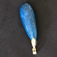 Pingente Semi Jia Folheado a Ouro com Pedra Natural Jade Azul