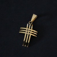 Stainless Steel Pendant Cross Gold Plated