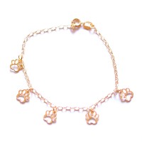 Semi-Jewelry Bracelet Gold Plated Dog Paw 18cm / 1.0mm