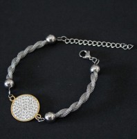 Gold Plated Surgical Steel Bracelet with 18ct Satin Zirconia