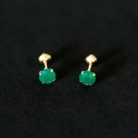 Brinco de Ouro 18k 0750 com Pedra de Zirconia Verde