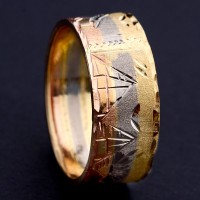 Ring Yellow Gold, Red Gold and White Gold Slave with Design Egyptian