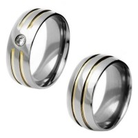 Alliance anatomical 8mm stainless steel w / 2 gold fillets / Alliance anatomical 8mm stainless steel w / 2 fillets interrupted in gold and stone zirconia 3mm